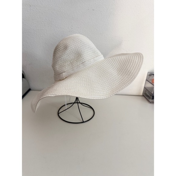 Shade & Shore Accessories - Shade & Shore Cream Off White Floppy Straw Sun Hat Wide Brim Beach Summer Hat